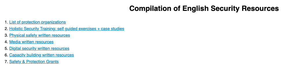 Compilation of English security resources - Blueprints for Change